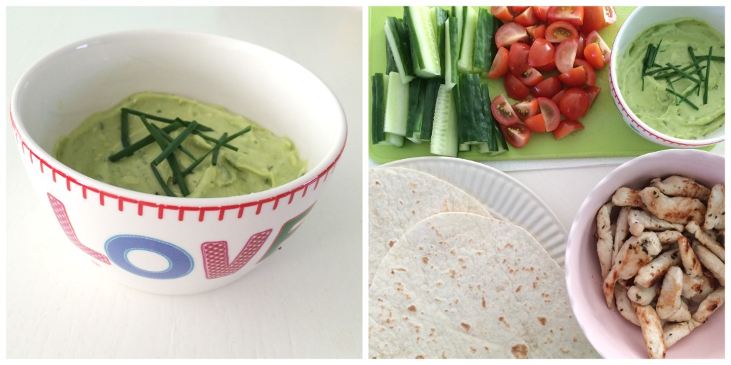 Wraps met kalkoenreepjes en avocadosaus