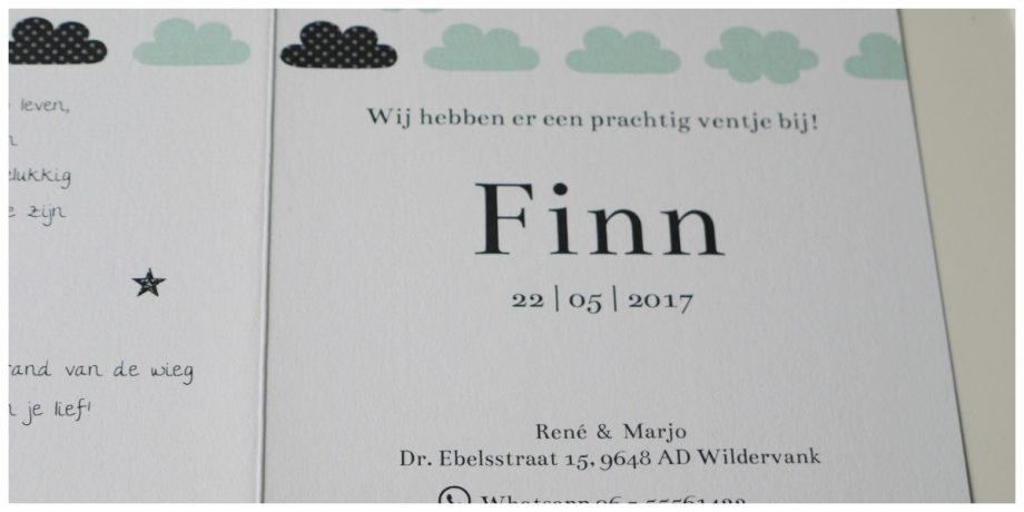 Het geboortekaartje van Finn