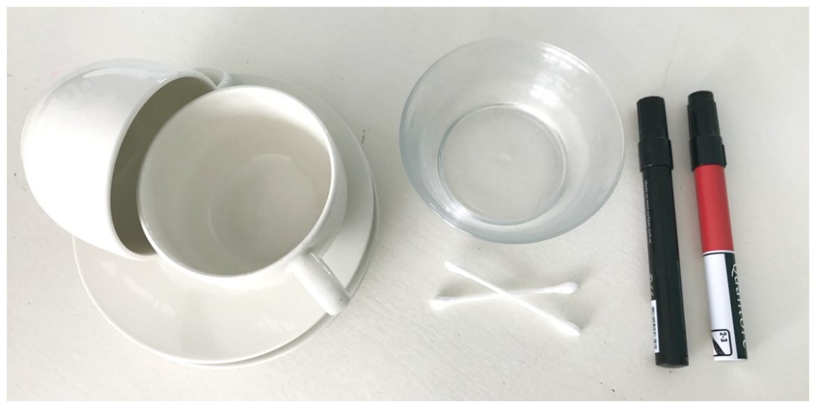 Porselein versieren met permanent marker DIY porselein versieren