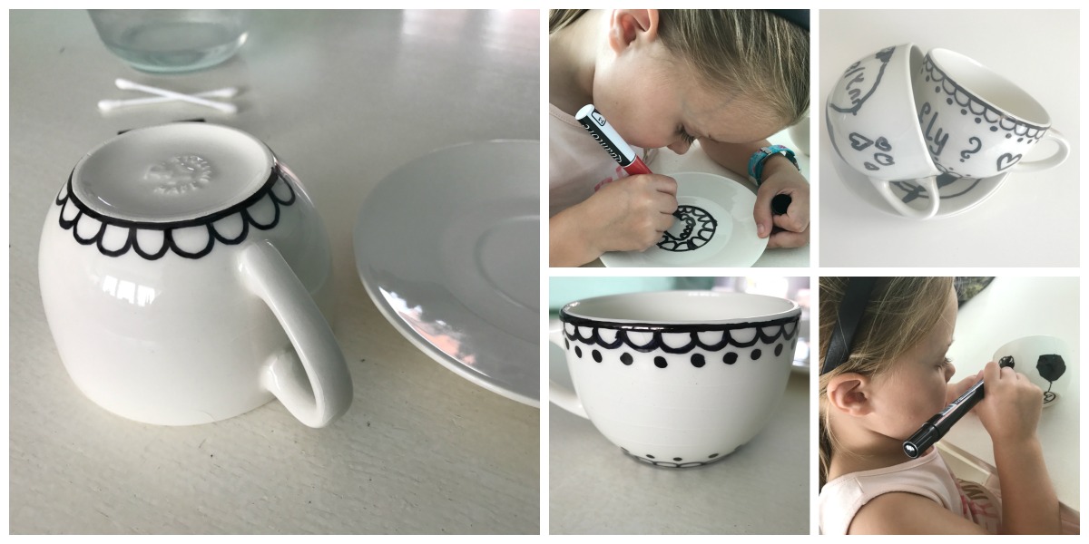Porselein versieren met permanent marker 