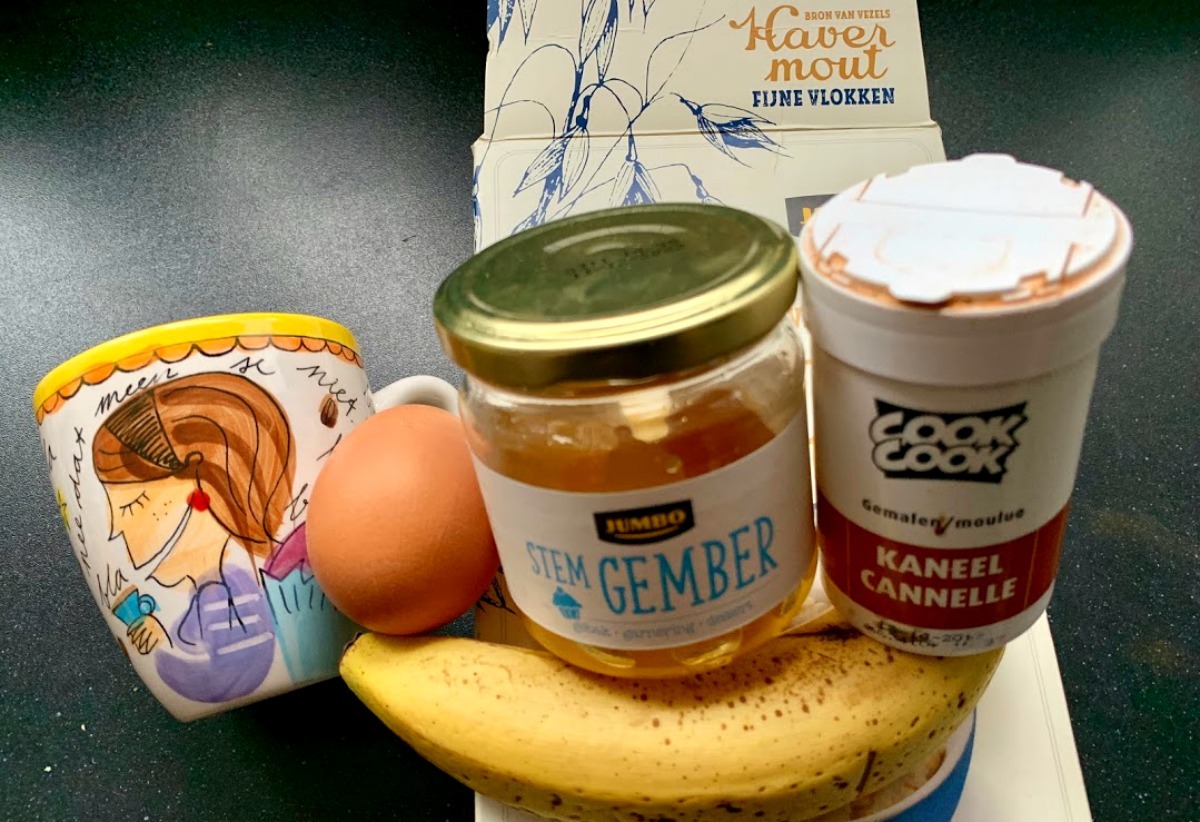 mugcake ingredienten Mugcake met havermout en banaan