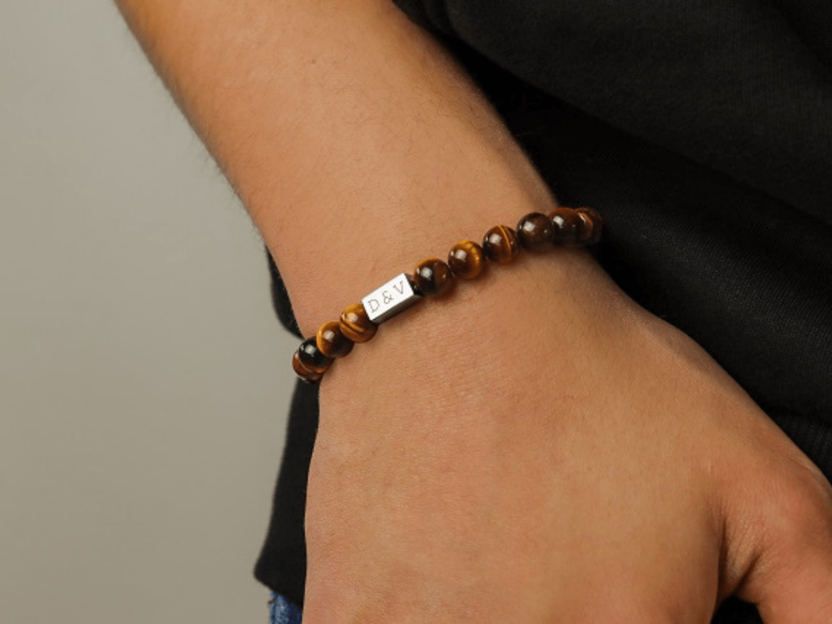 tijgeroog armband met naam, Stijlvolle herenarmbanden voor Vaderdag