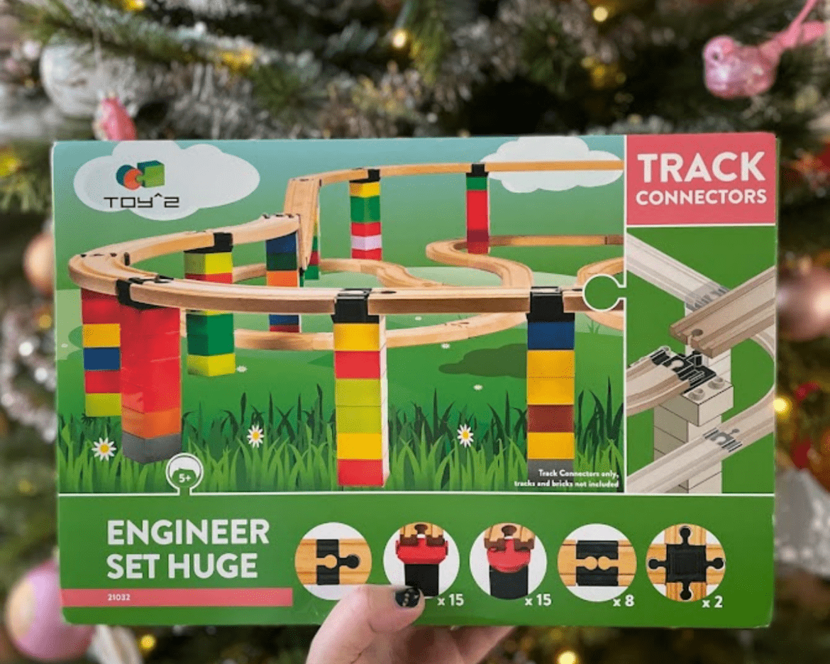Toy 2 Trackconnectors verbind Duplo en houten Ikea Spoorbaan
