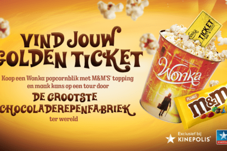 Gouden Ticket in Wonka popcornblik